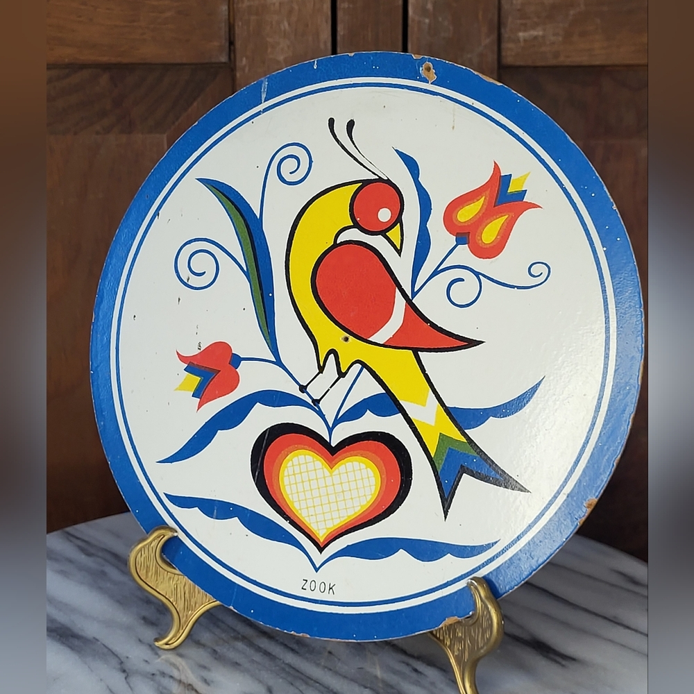 Colorful Folk Art Bird Plaque